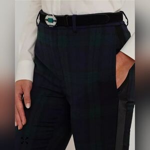 Plaid Trousers with Black Stripe